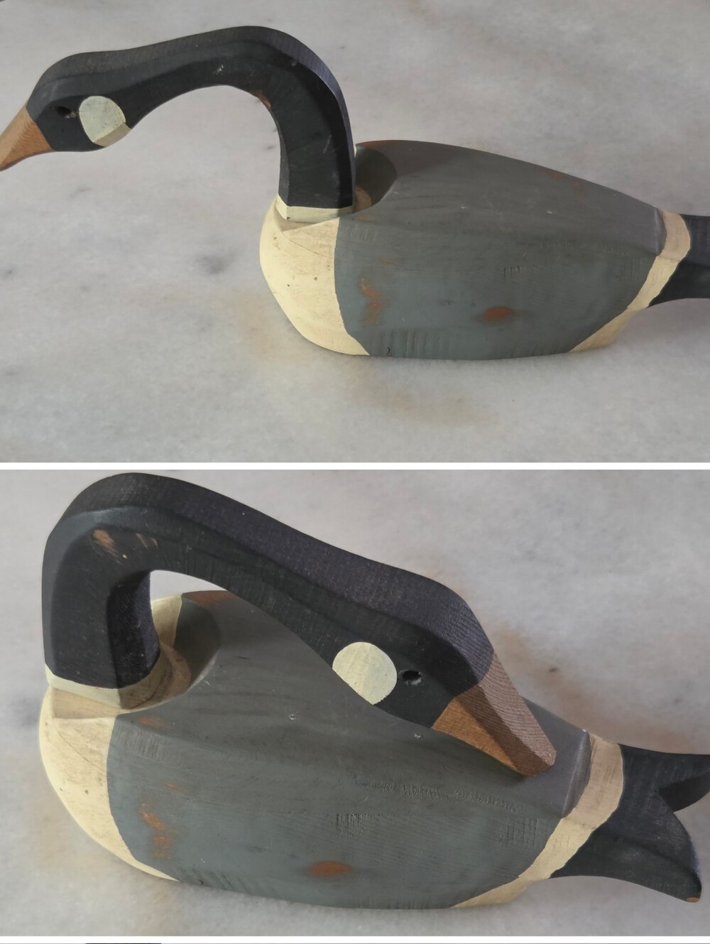 Hand-Carved Wooden Duck Goose Decoy With Adjustable For Posing / Removable Head